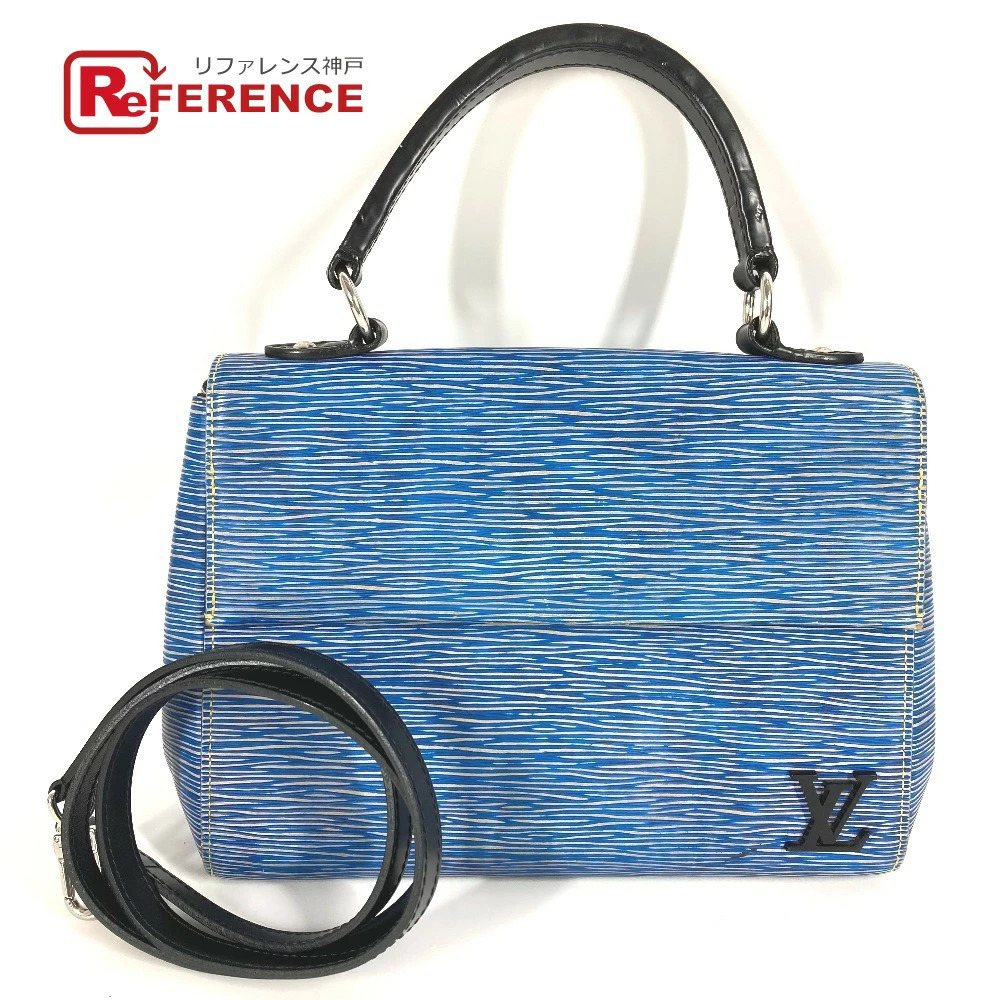 Louis Vuitton Epi Denim Cluny Bag Shoulder Crossbody Flap Handbag Leather Blue